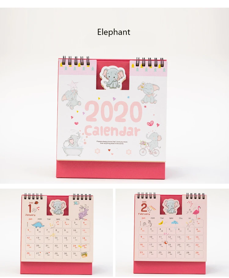 Мультяшный настольный мини-календарь, креативный мультяшный маленький календарь с животным, планирующий, офисные школьные принадлежности, Канцтовары