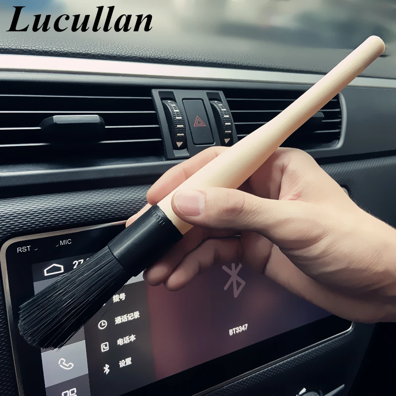 Lucullan 3 Pz/lotto Classico Manico In Legno Massello Car Detailing Pennelli  Super-Denso Capelli Per Interni Cerchi Ruote e Air Vent - AliExpress