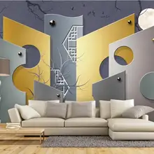 Индивидуальное изготовление, большая настенная живопись скандинавские Современные геометрические абстрактные линии ТВ спальня гостиная столовая обои для рабочего стола