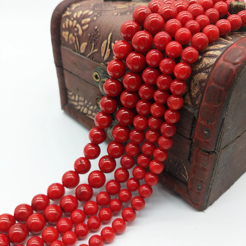 

Shuangsheng 2019 Quality Natural Stone Round Red Coral Beads Loose Beads Various Size Jewelry Beads Coral for jewelry making