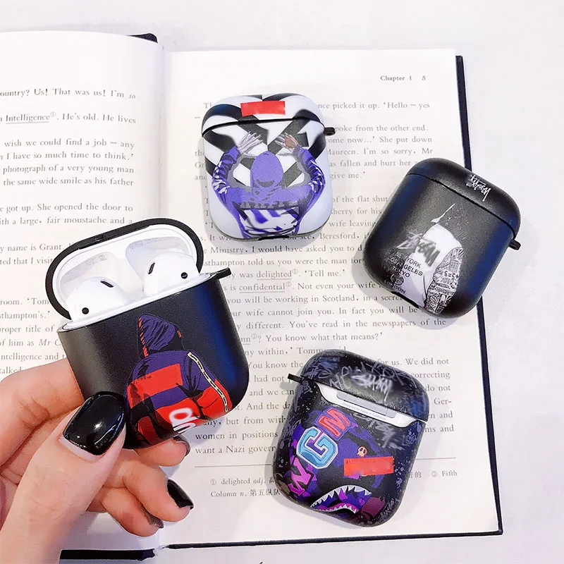 Модная спортивная одежда для мальчиков чехол для Apple Airpods крышка Симпатичные Силиконовые Bluetooth наушники чехол для airpod 2 стиле «граффити» из мультфильма; зарядным устройством