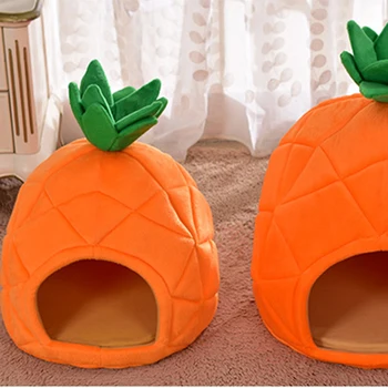 

Cute Cat Nest Creative Kennel Cat Nest Teddy Dog Pineapple Shape Bed Winter Warm Foldable Dog House S/l Dropshipping