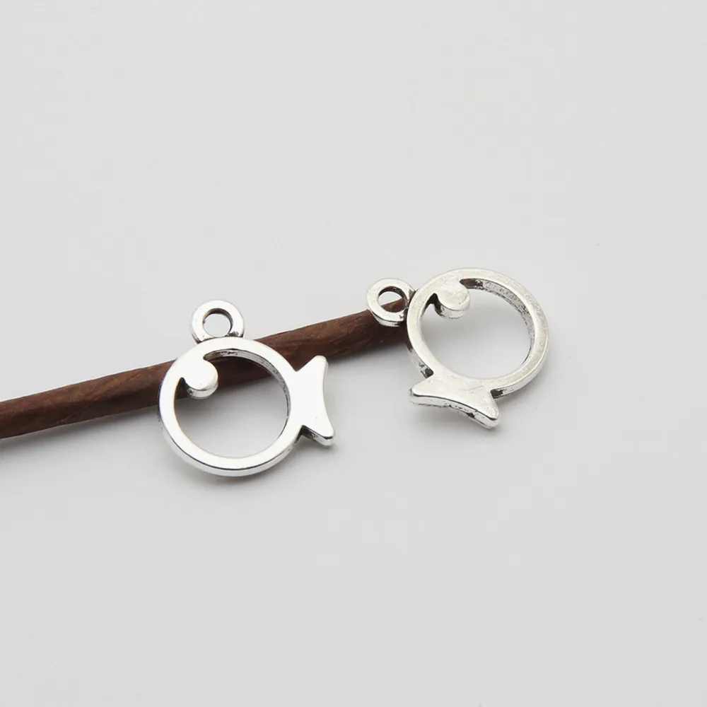 30 Uds. De dijes de pez de Color plateado, fabricación de pendiente de verano, collares, brazaletes, accesorios de joyería, 13x11,5mm, A3381