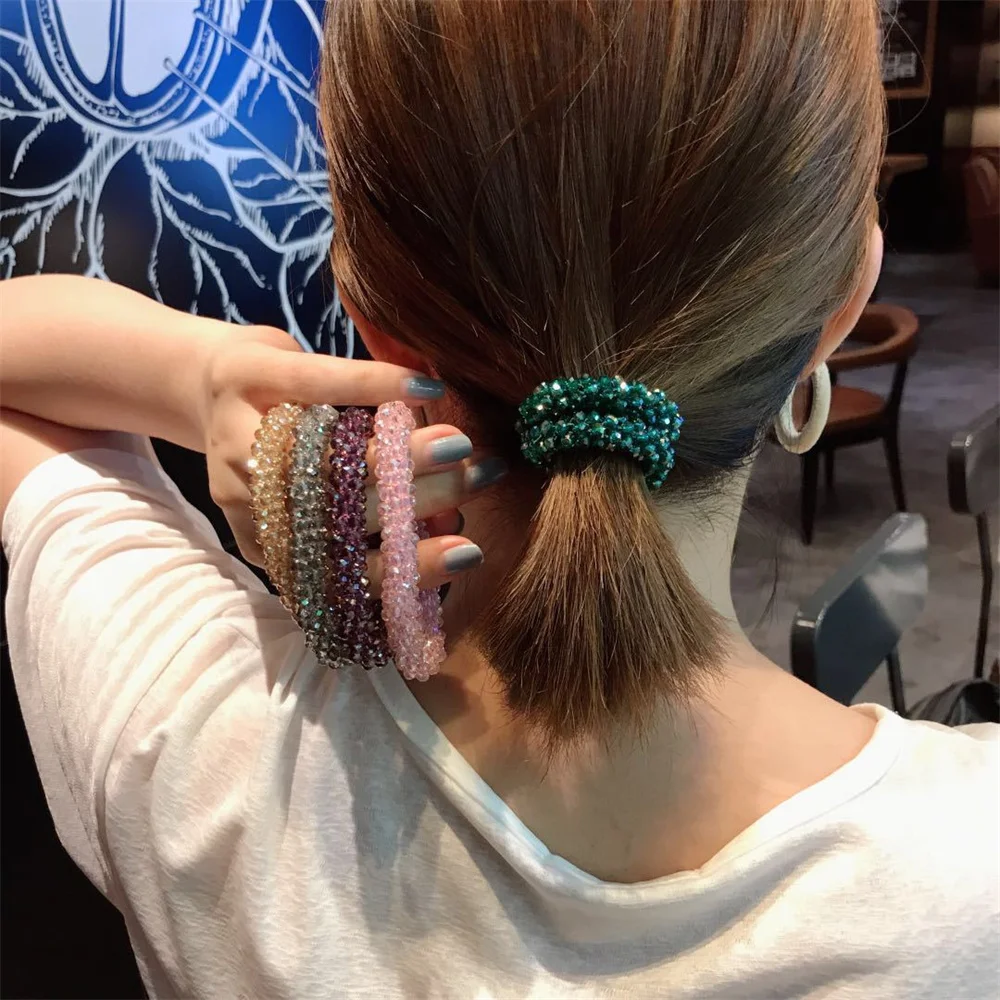 Pygmalion restjes landbouw Mode Scrunchies Haaraccessoires Voor Vrouwen Massief Rubberen Band  Temperament Kralen Elastische Tie Haarbanden Bling Zilveren  Kralen|Haarklemmen & Pinnen| - AliExpress