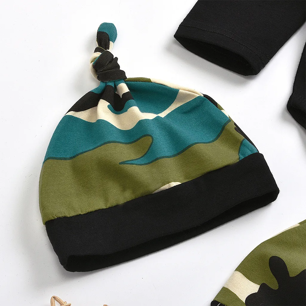 Children Baby Long Sleeves Round Collar Pure color Jacket Hat Trousers Suit Fashion Infant Clothing For Baby Boys Clothes Set