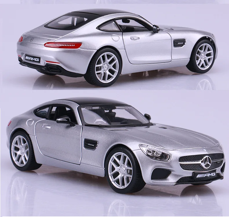 Высокая имитация 1:24 Классическая литая под давлением машина Benz SLK-Class AMG GT Модель автомобиля из металлического сплава игрушки для детей Коллекция Hotwheels - Цвет: AMG silver opp bag