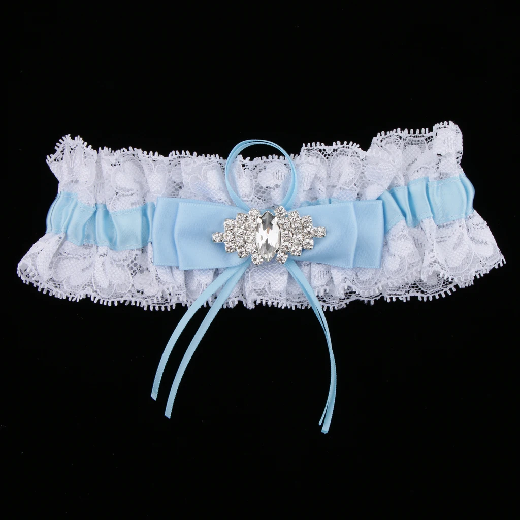 Satin Bowknot Garter Bridal Accessory, Perfect For Wedding Party And Cosplay Lace Garter Crystal Bride Leg Band blue leg ring