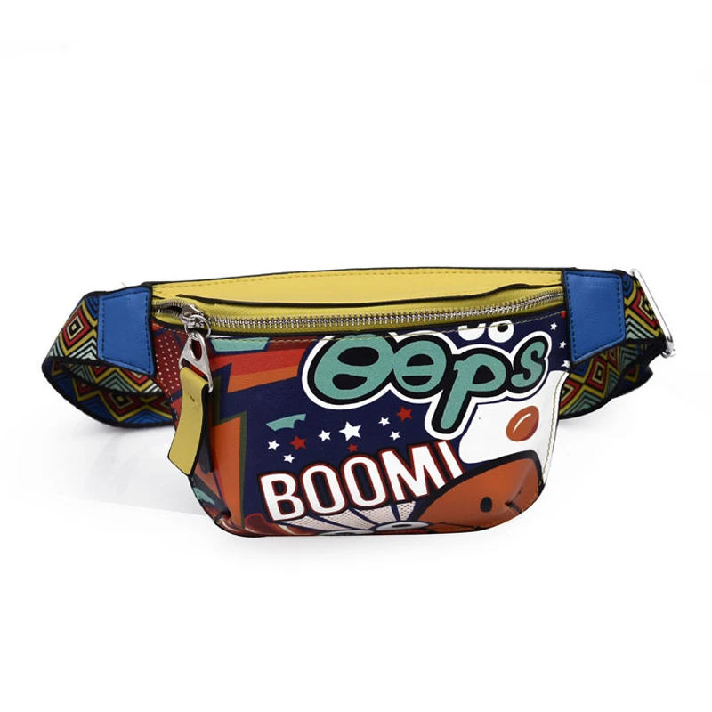 D waist bag Женская сумка на пояс с каракулями, модная сумка на пояс в уличном стиле, поясная сумка на грудь, трендовая кожаная женская сумка с карманом для телефона, поясная сумка - Цвет: D waist bag