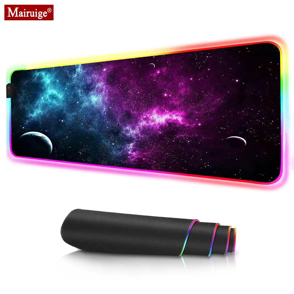 

RGB Extended Mouse Pad Spiral Nebula Outer Space The Oversized Glowing Led Mousepad Base Waterproof Keyboard Mouse Mat 900X400MM