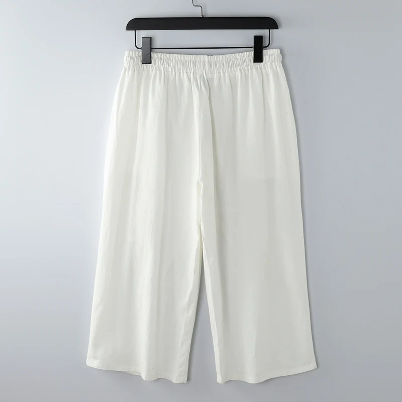 Cotton Linen Short Men Length Knee  8XL 9XL 13XL 170KG Large Size High Waist Shorts Male Long Men's Summer Breeches 3