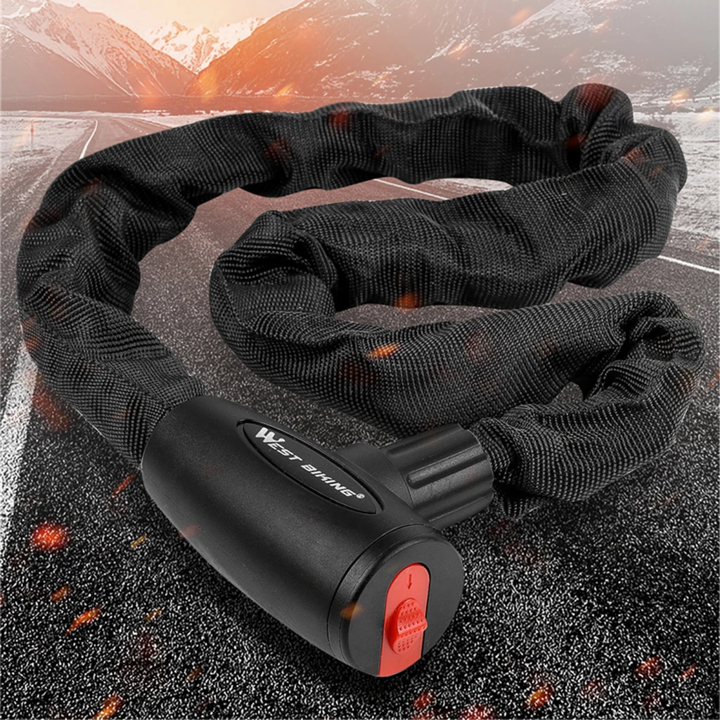 West Biking Bicycle Cable Lock Anti-theft Bikes Motorcycle Chain Lock with Sleeve Security Steel Motorbike Scooter Cycle Lock