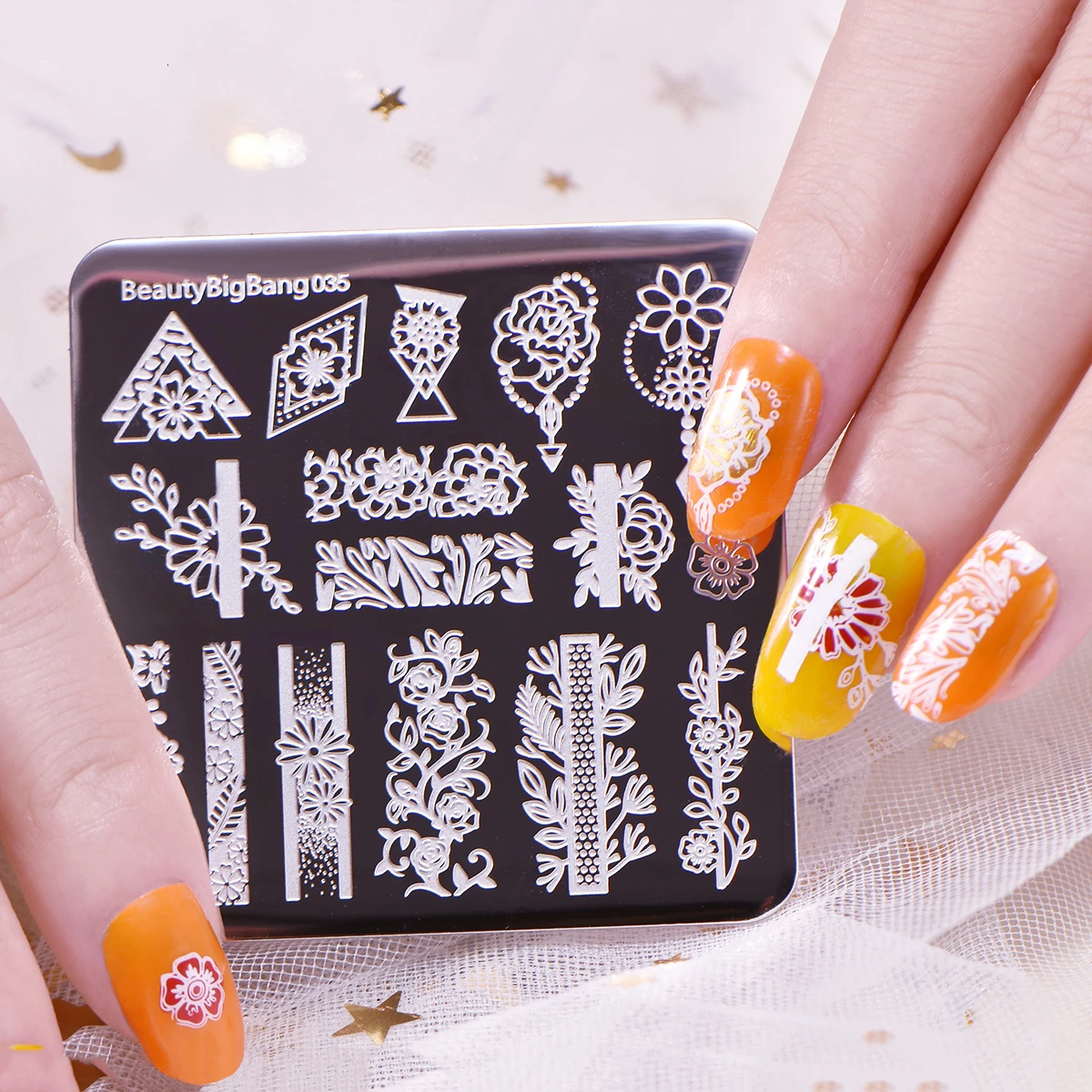 BEAUTYBIGBANG 6*6 см квадратная пластина для штамповки ногтей кружева цветок животное геометрический узор дизайн ногтей штамп штамповка шаблон изображения пластины