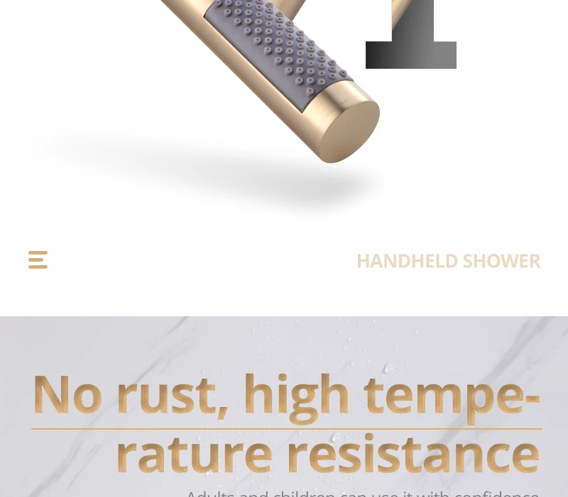 Brushed Gold Shower System  10 Shower Faucet Set Bathroom Rain Shower head and 3-Setting Handheld Shower Head Set (14)