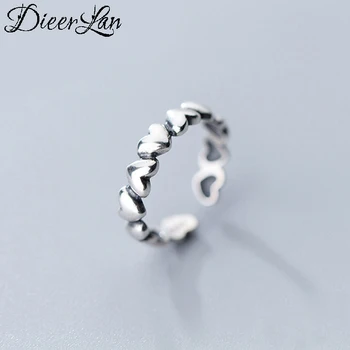

Bohemian Vintage 925 Sterling Silver Love Heart Rings For Women Gifts Girls Open Retro Antique Rings Wedding Jewelry