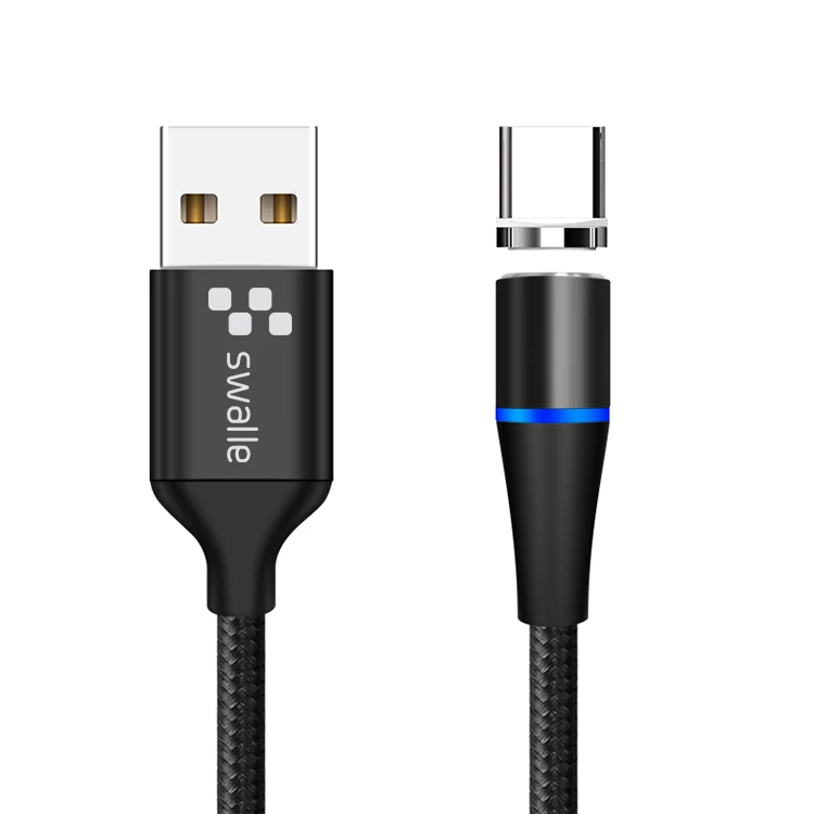 Магнитный usb-кабель Swalle для iPhone X Xr Xs Max Micro USB кабель type c Быстрый Магнитный usb-кабель для зарядки samsung S9 Xiaomi - Цвет: type-c