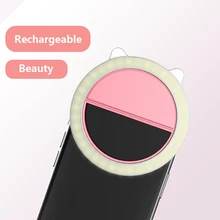 

1PC Mini LED Selfie Ring Light Flash Phone Lens Light USB Rechargeable Clip Mobile Phone Fill Lamp Selfie Lights Luminous