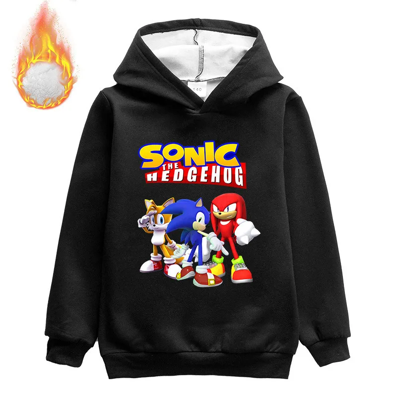 

Autumn winter Sonic the Hedgehog cartoon anime children's thick warm hooded long-sleeved casual men's sweater for boys girls