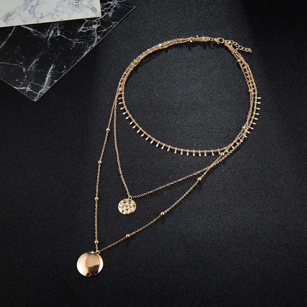Bijoux(украшения своими руками) Ромашка золотистый цвет, много слоев блестки массивные Биб-серьги и колье-чокер для женщин ювелирные изделия в стиле "Бохо" Kolye