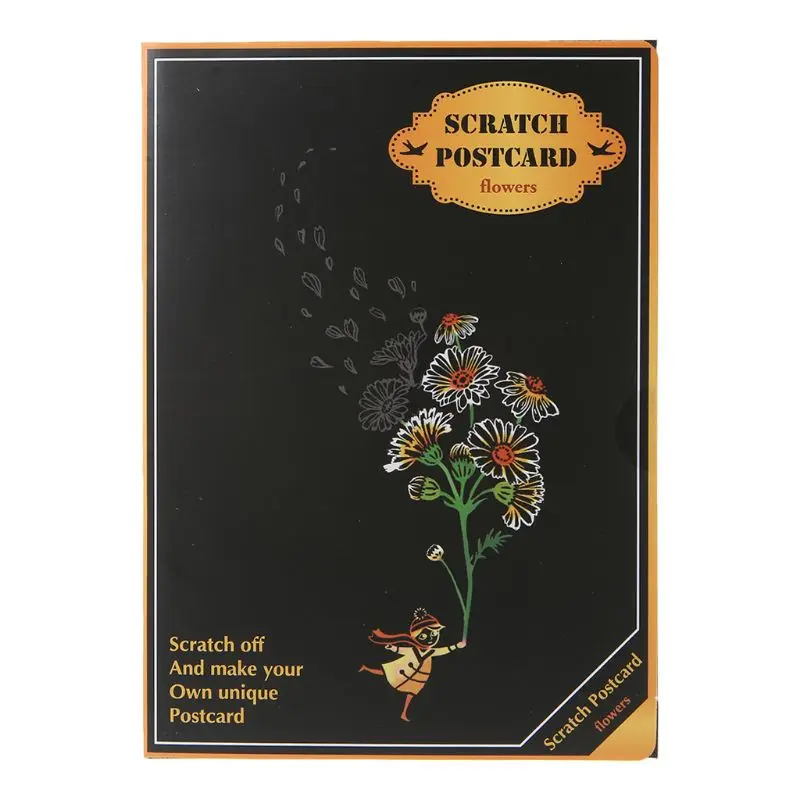 

4Pcs/Set Creative Color Postcard Scraping Night Scenes Scratching Cartoon Animal Characters Greeting Cards