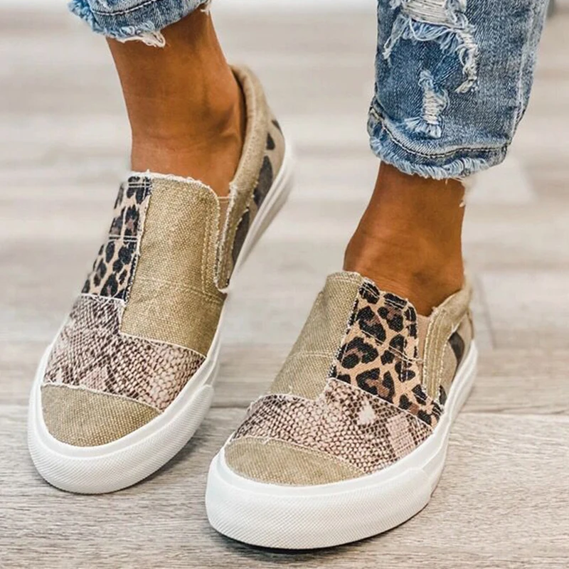 

Nice Women's Canvas Shoes Lightweight Women's Sneakers Animal Print Women Casual Sneakers Ladies Flat Shoe For Women Footwear