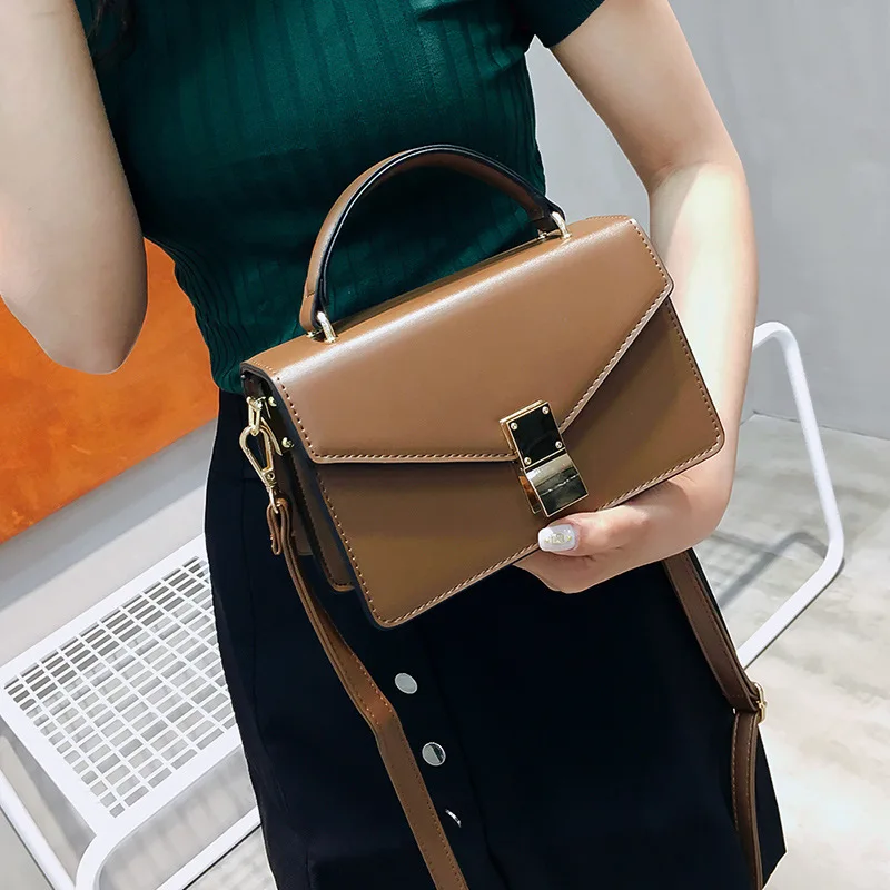 

2019 New Style Retro Lock Square Sling Bag Simple Versatile Shoulder Oblique WOMEN'S Bag