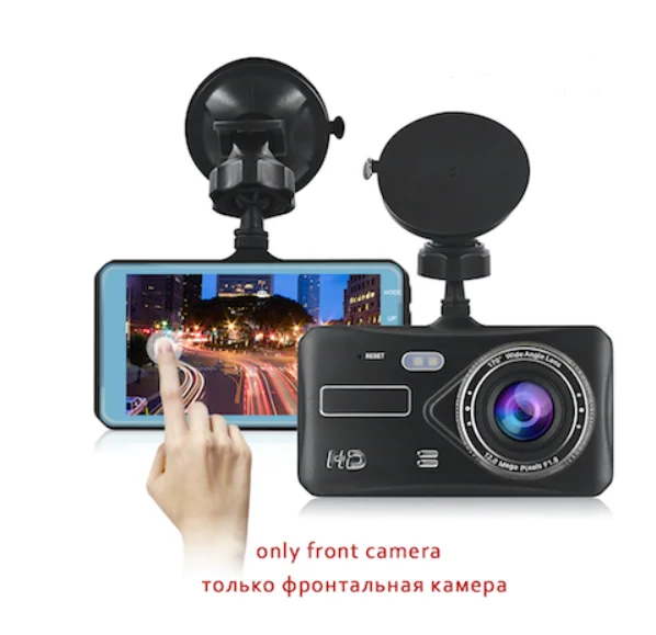 Without Rear Camera Видеорегистратор с двумя объективами, Мини Автомобильный видеорегистратор, Full HD 1080 P, 4 дюйма, сенсорный экран, ips, с резервной задней камерой, регистратор с ночным видением, видеорегистратор - Название цвета: Without Rear Camera