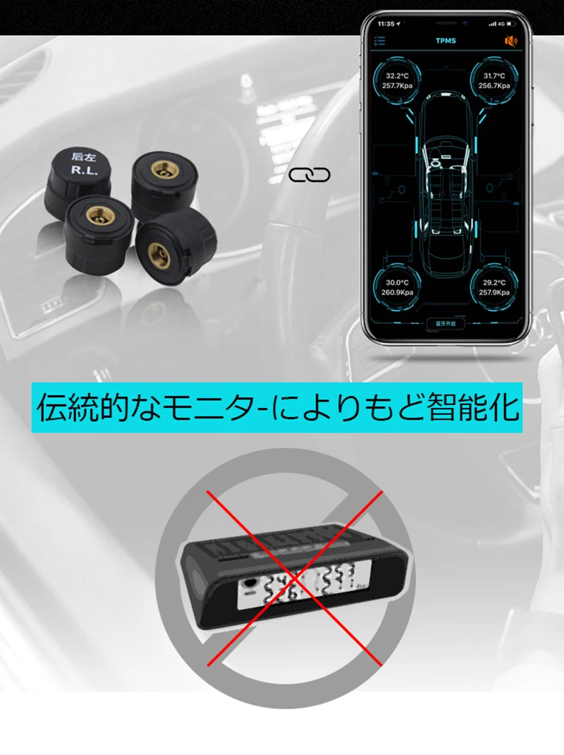 Car016 Bluetooth 4 0 Цифровой монитор давления в шинах на Android Apple мобильный телефон|Детали