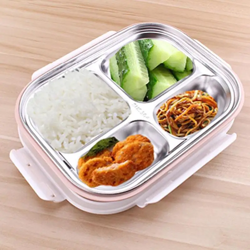 

304 Stainless Steel Lattice 2 Layers Insulated Lunch Box Microwave Oven Box