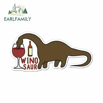 

EARLFAMILY 13cm x 13cm For Wine Love Vino Dinosaur Alcohol Car Bumper Window Stickers Vinyl Car Wrap Motorcycle Graffiti Sticker