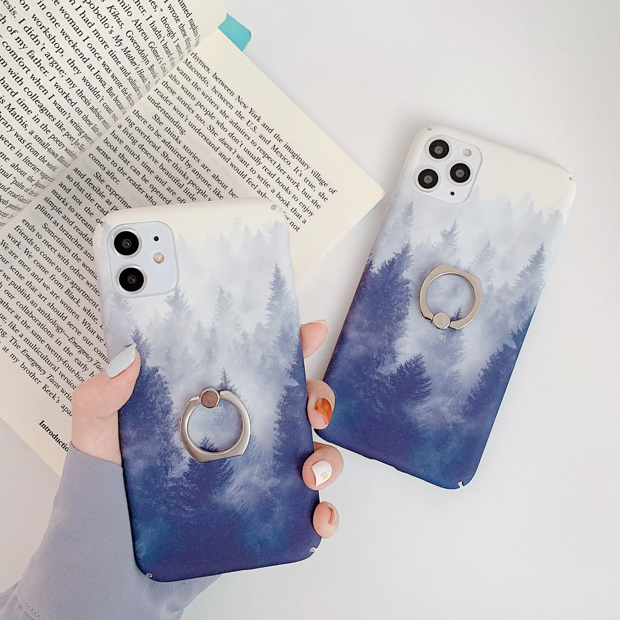 Finger Ring Holder Leaves Phone Case For iphone X XR XS 11 Pro Max Case Hard Shell For iphone 8 7 6 6S Plus Case Cover coque