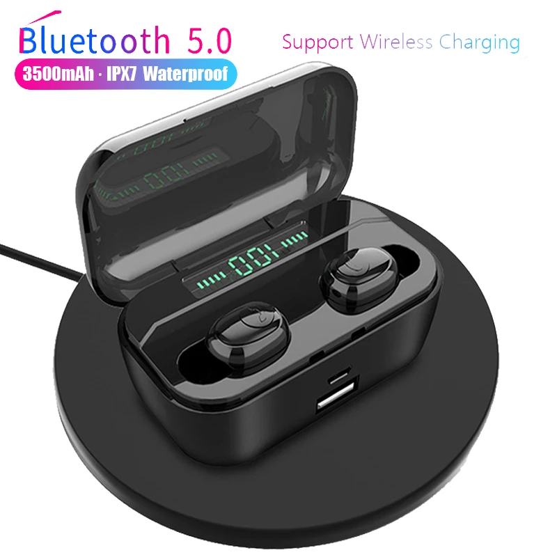 3500 мАч TWS беспроводные наушники Bluetooth 5,0 наушники мощный светодиодный дисплей CVC8.0 DSP шумоподавление Спортивная гарнитура power Bank