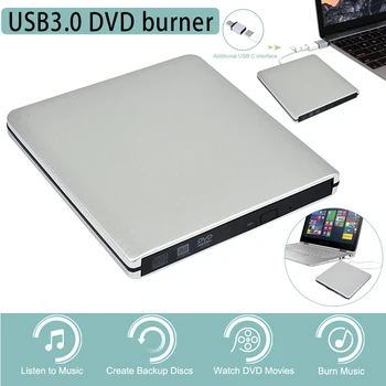 

External DVD CD Drive Portable Ultra-thin Aluminum Alloy USB 3.0 Rewriter Burners High Speed Data Transfer for Laptop PC KQS8