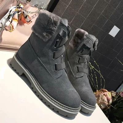 Женские ботинки; женская обувь; chaussures femme; зимние ботинки на низком каблуке; Botas Mujer; шерстяная женская обувь с круглым носком; scarpe donna - Цвет: AS SHOW