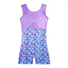 BAOHULU синий фиолетовый гимнастический купальник для девочек с блестками и чешуей, Детский костюм для балета