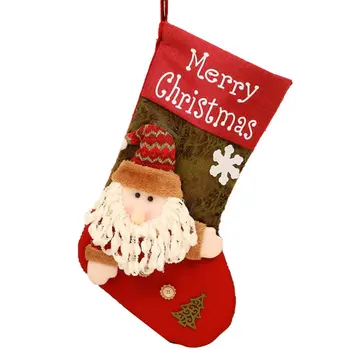 

Christmas Stockings Bag Hanging Cloth Ornaments Small Boots Pattern Christmas Print Decoration Gift Bag