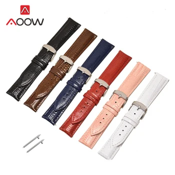 

14 16 18 20mm 22mm Lizard Leather Strap for Samsung Galaxy Watch Active 2 Gear S2 S3 Active2 Amazfit Huawei Bracelet Band Correa