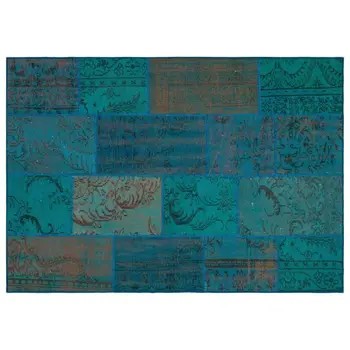 

Handmade Turquoise Vintage Overdyed Patchwork Area Rug 160x230 Cm-5'3''X7'7''