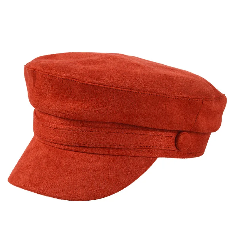 Осенне-зимняя одноцветная Кепка с плоской подошвой, военная Кепка, Мужская армейская шляпа, шляпы матроса, женские шляпы армейские кепки - Цвет: Autumn red