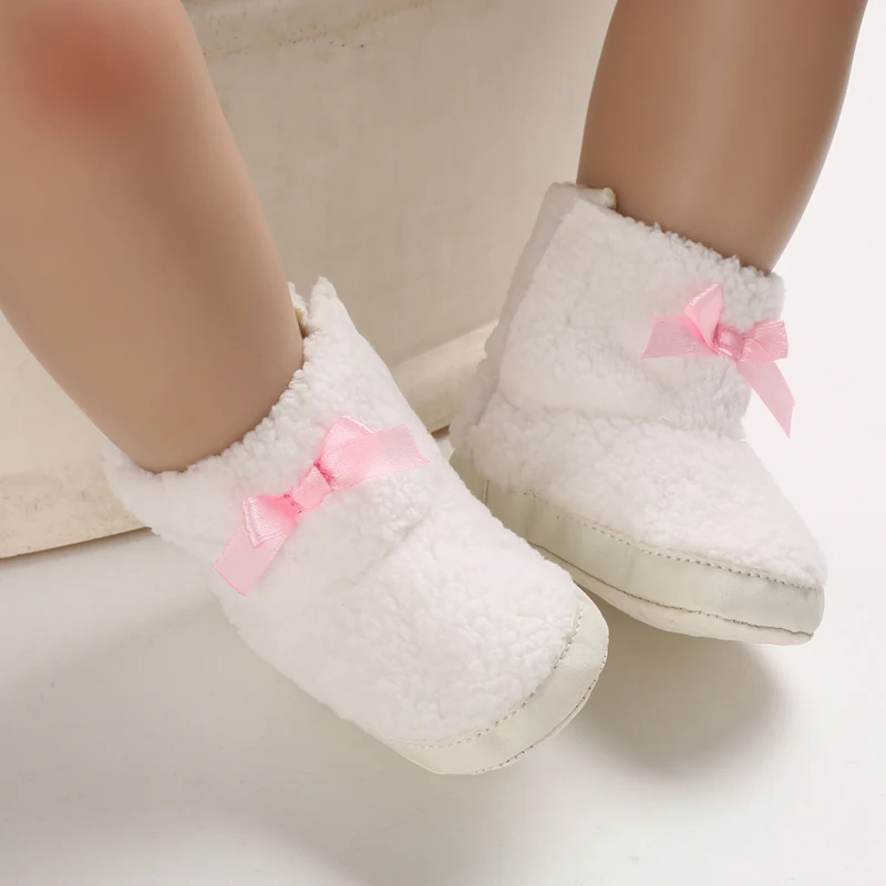 Зимние сапоги для новорожденных и маленьких девочек 6-18 месяцев; теплая зимняя обувь на меху для малышей