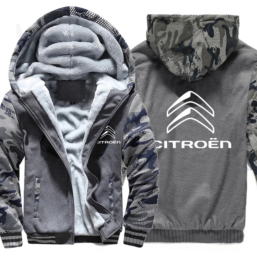 Citroen-Sudadera con capucha para hombre, Chaqueta de manga de camuflaje, forro polar, para invierno