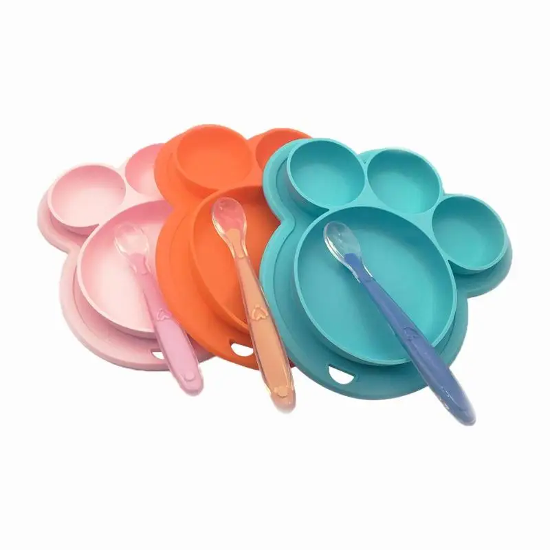 Жаростойкая ударопрочная силиконовая миска для младенцев без бисфенола высокая термостойкость детская тарелка ложка Детские обеденные блюда