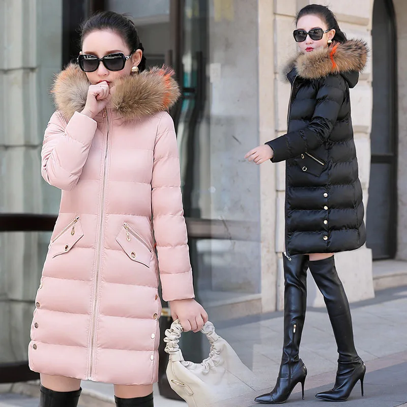 

Hooded 2018 Winter Fashion Comfortable Simple Cool Solid Color Mid-length Long-sleeve Zipper Cotton-padded Clothes