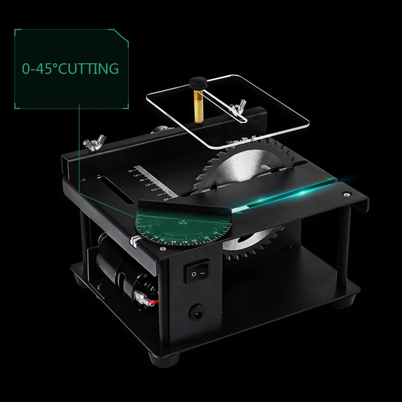 Woodworking Tools Woodworking Table Saw 150W Multifunctional Mini Table Saw DC Woodworking Sliding Table Saw Jade Handmade DIY Crafts Cutting Machine Angle Cut Tools