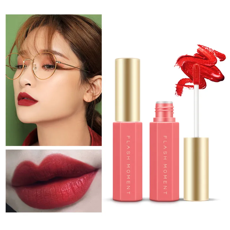 

1Pc Waterproof Silky Velvet Orange Red Color Matte Lips Makeup Long Lasting Nude Lip Gloss Lips Glaze Tint Liquid Lipstick TSLM2