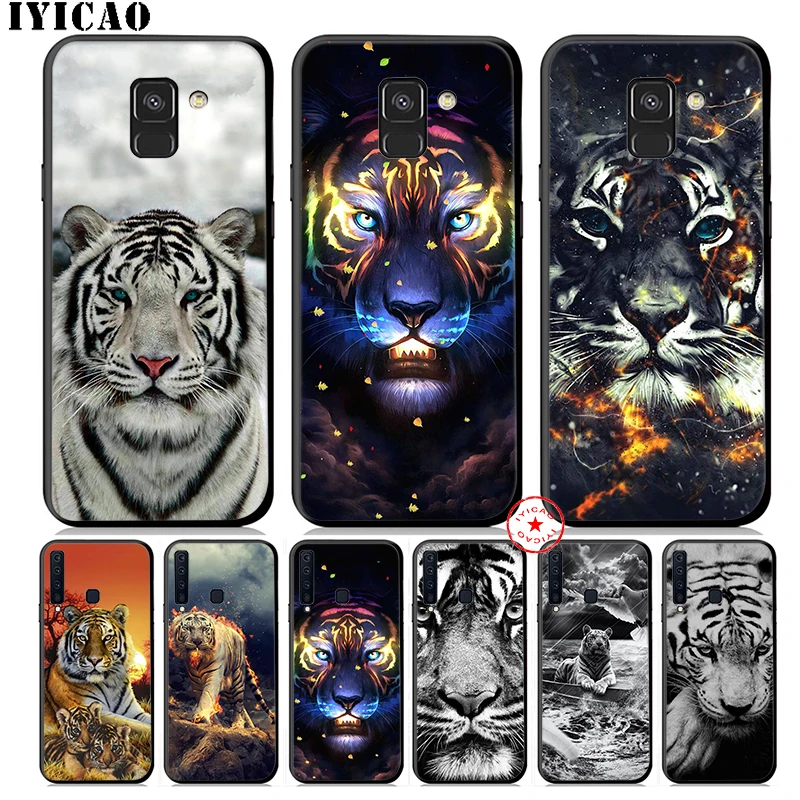 IYICAO Abstract Tiger White Soft Phone Case for Samsung Galaxy A9 A8 A7 J6 A6 Plus 2018 A5 A3 2016 2017 Silicone Cover |