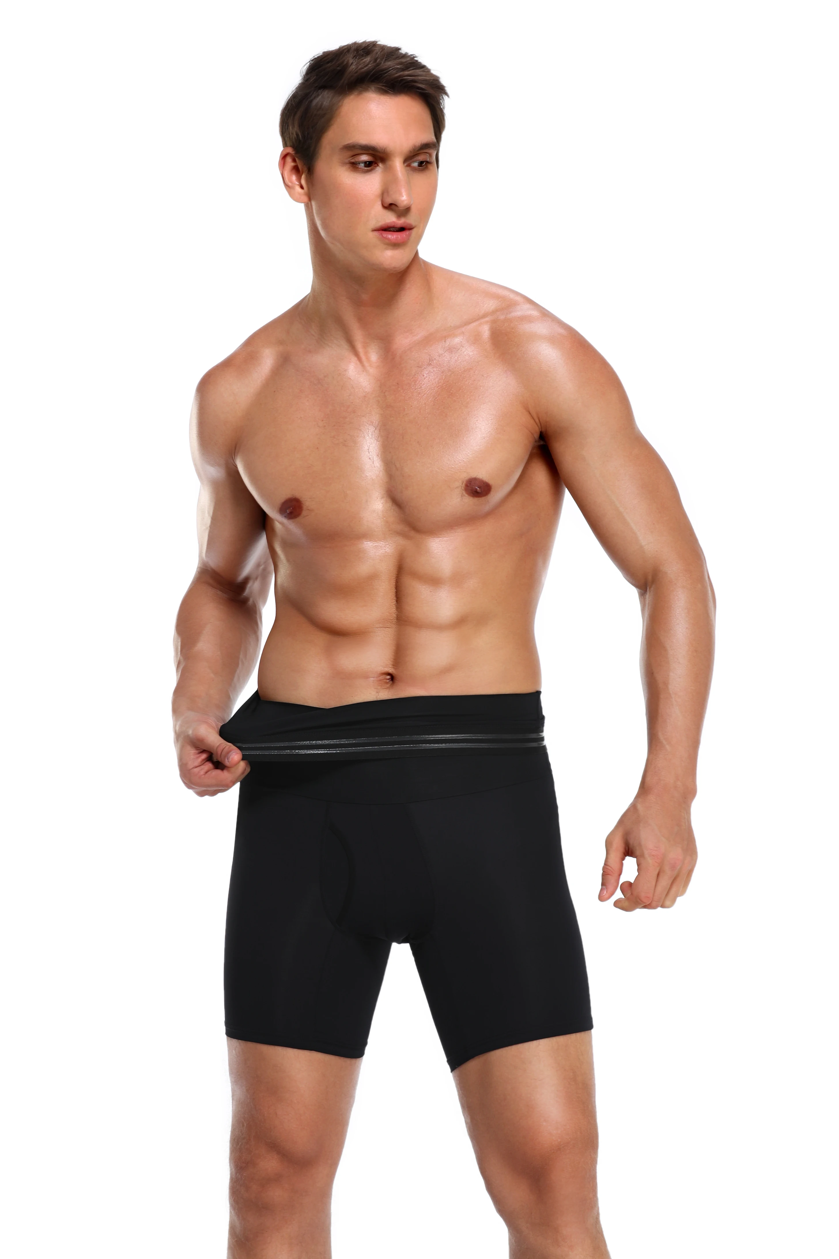 Men's Fitness Tummy Control Shorts High Waist Slimming Compression Underwear Body Shaper Seamless Belly Girdle Boxer Briefs Gym