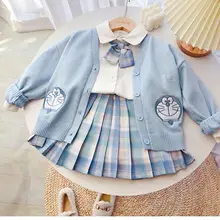 

Japan School Sweater Spring Autumn 100% V-neck Cotton Knitted Sweater JK Uniforms Cardigan Multicolor Student Girls Cosplay 2021