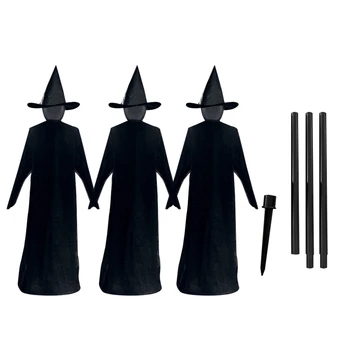 

Set of 3 Light-Up Witches Halloween Yard Decorations with LED Lights