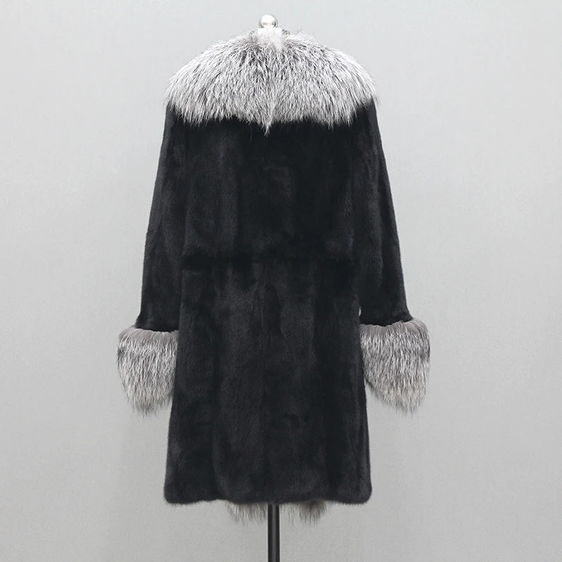 new mink coat Girls long section of the entire large fox fur collar coat 1008