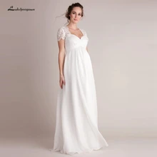 Lakshmigown дешевое свадебное платье для беременных с завышенной талией, сексуальное свадебное пляжное платье для невесты, кружевное платье с коротким рукавом, Vestido Novia